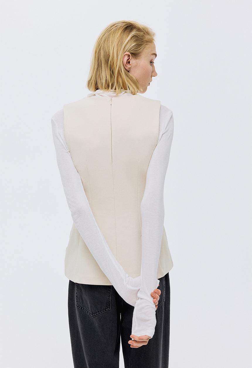 H&M - Ponte di roma peplum top - light beige