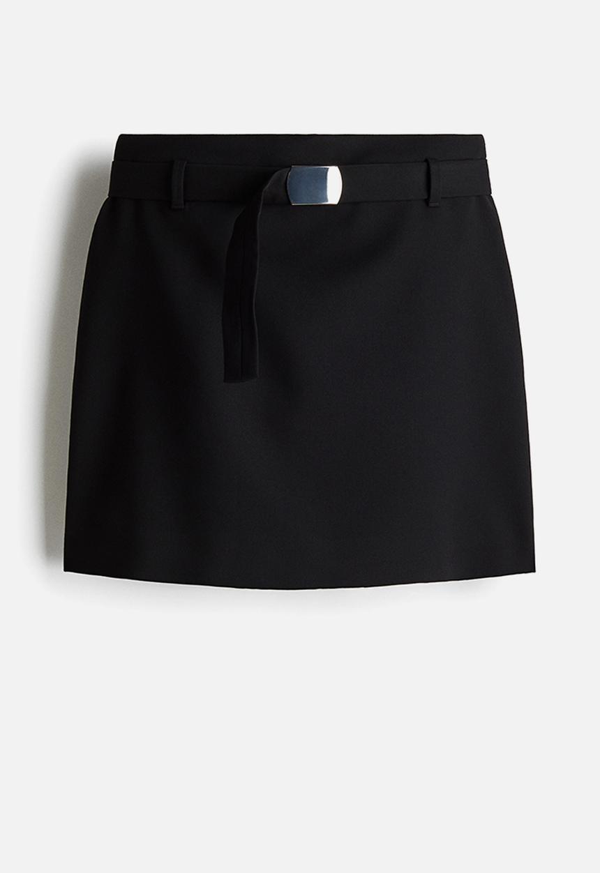 H&M - Belted mini skirt - black