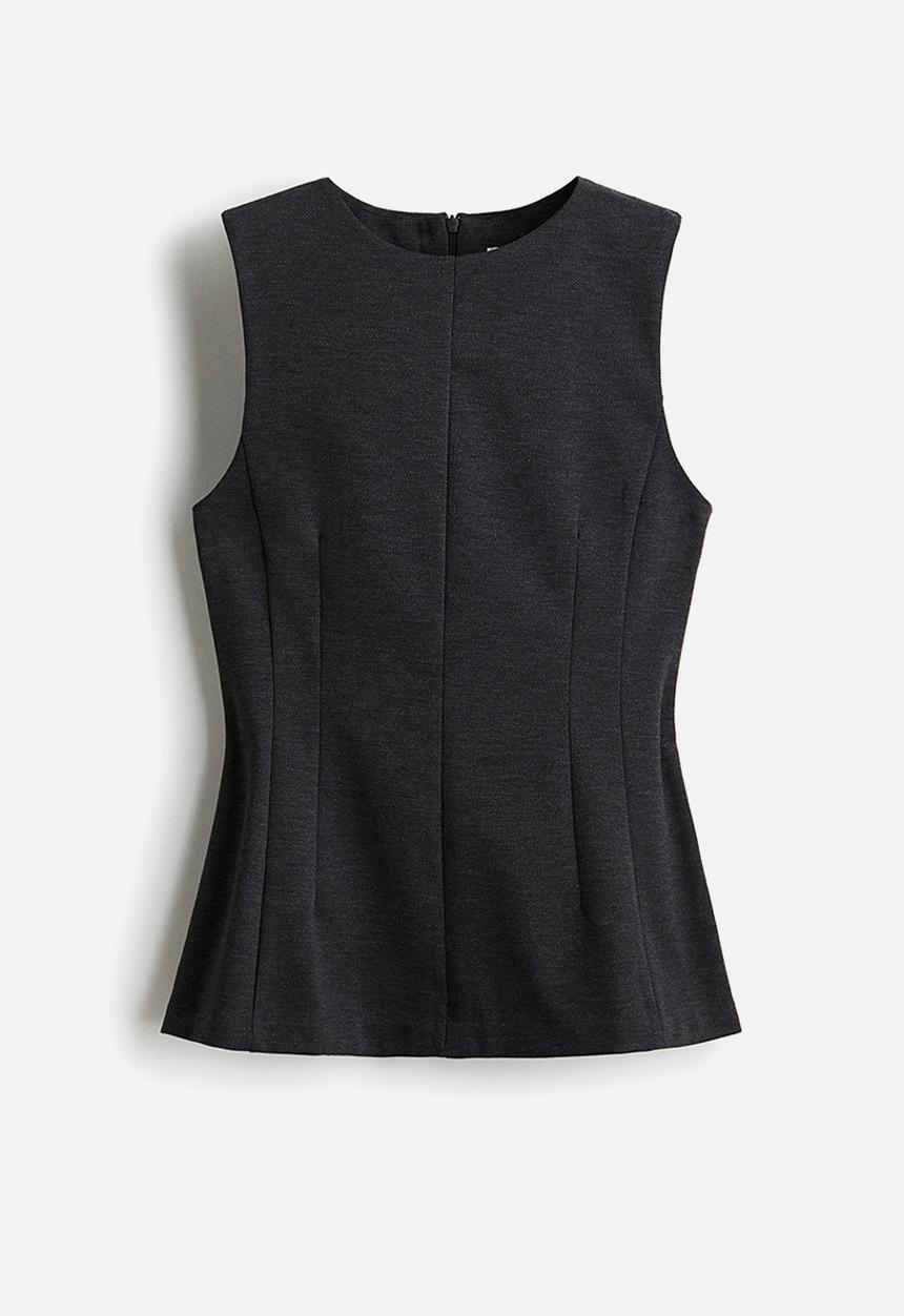 H&M - Ponte di roma peplum top - dark grey marl