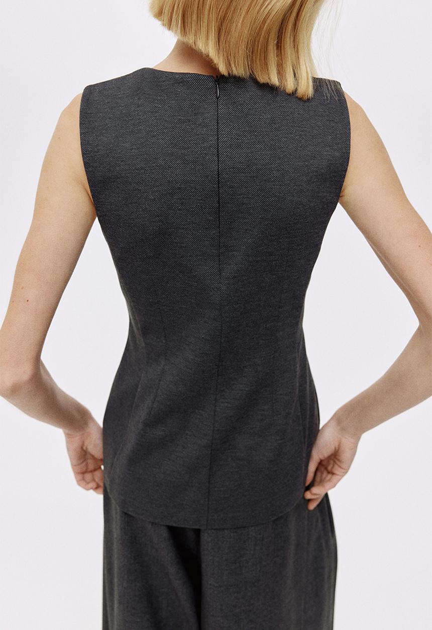 H&M - Ponte di roma peplum top - dark grey marl