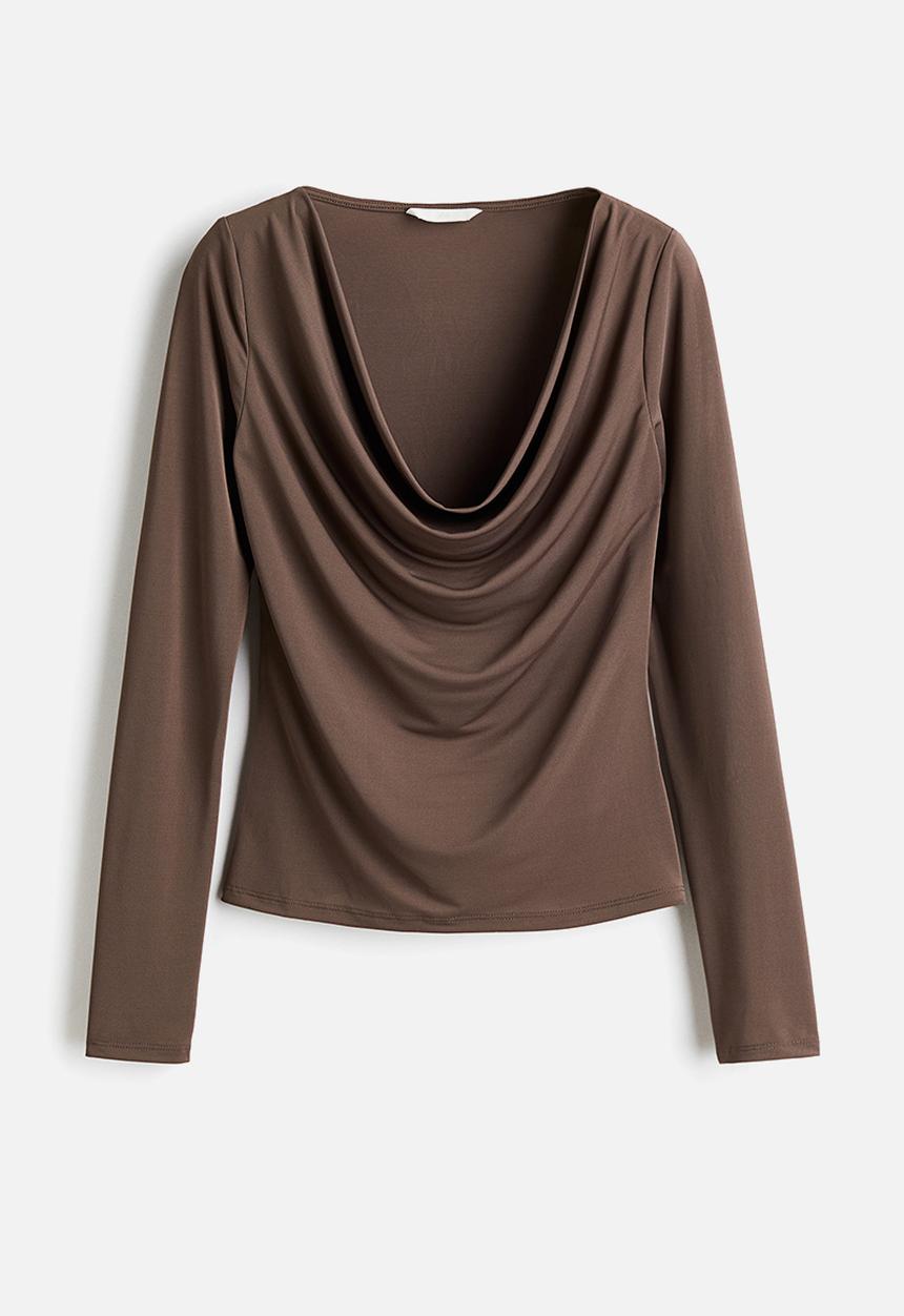 H&M - Cowl neck top - dark mole