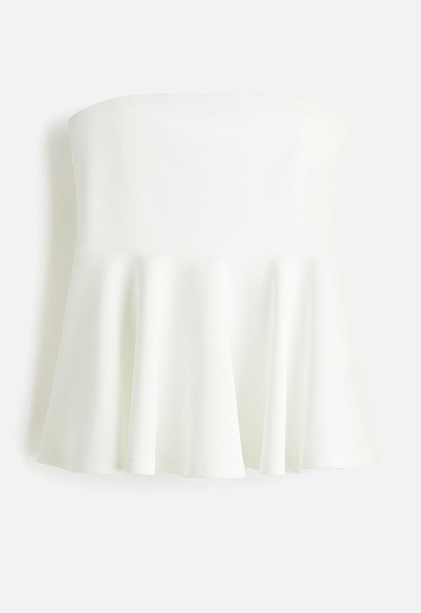 H&M - Bandeau peplum top - white