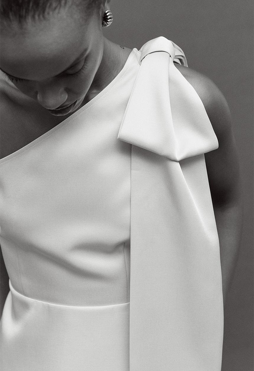 H&M - Bow-detail one-shoulder top - cream