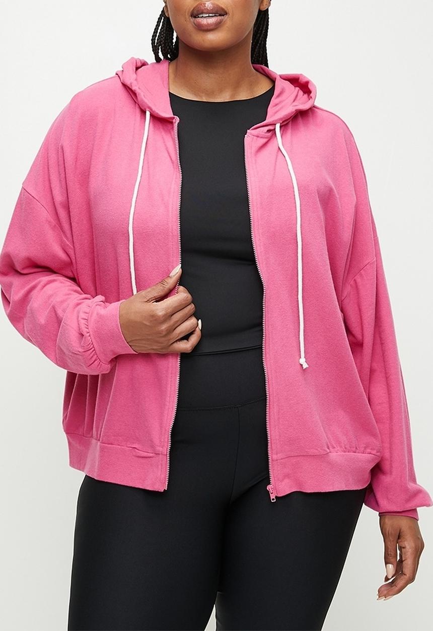 Cotton On - Plus Light Weight Super Soft Hooded Zip Through - Raspberry Sorbet