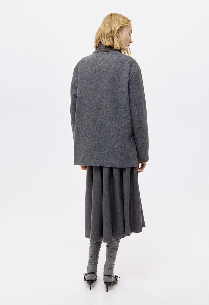 H&M - Scarf-detail coat - dark grey