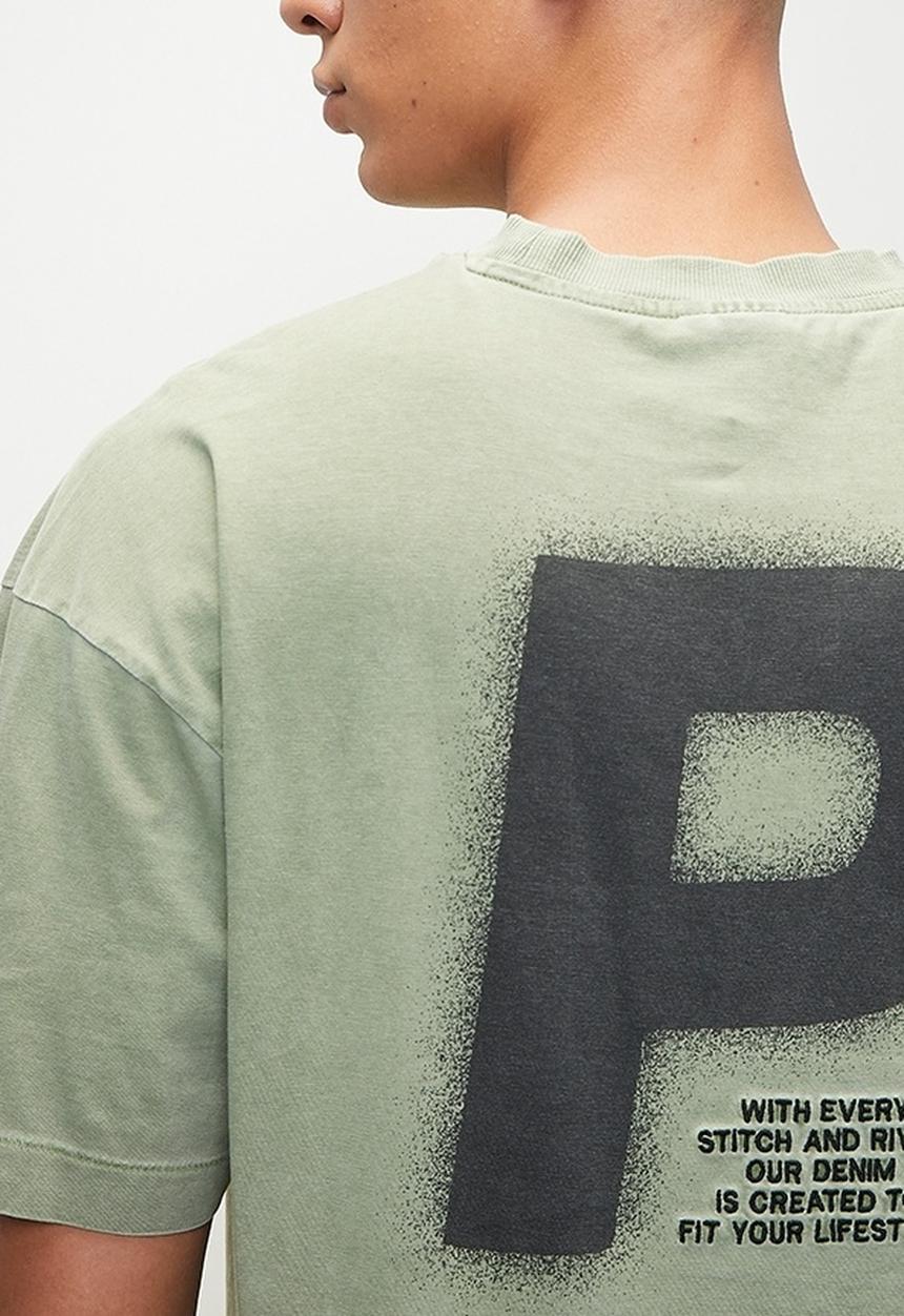 POLO - Mens Pjc Ss Enzyme Dyed Logo Tee - Green