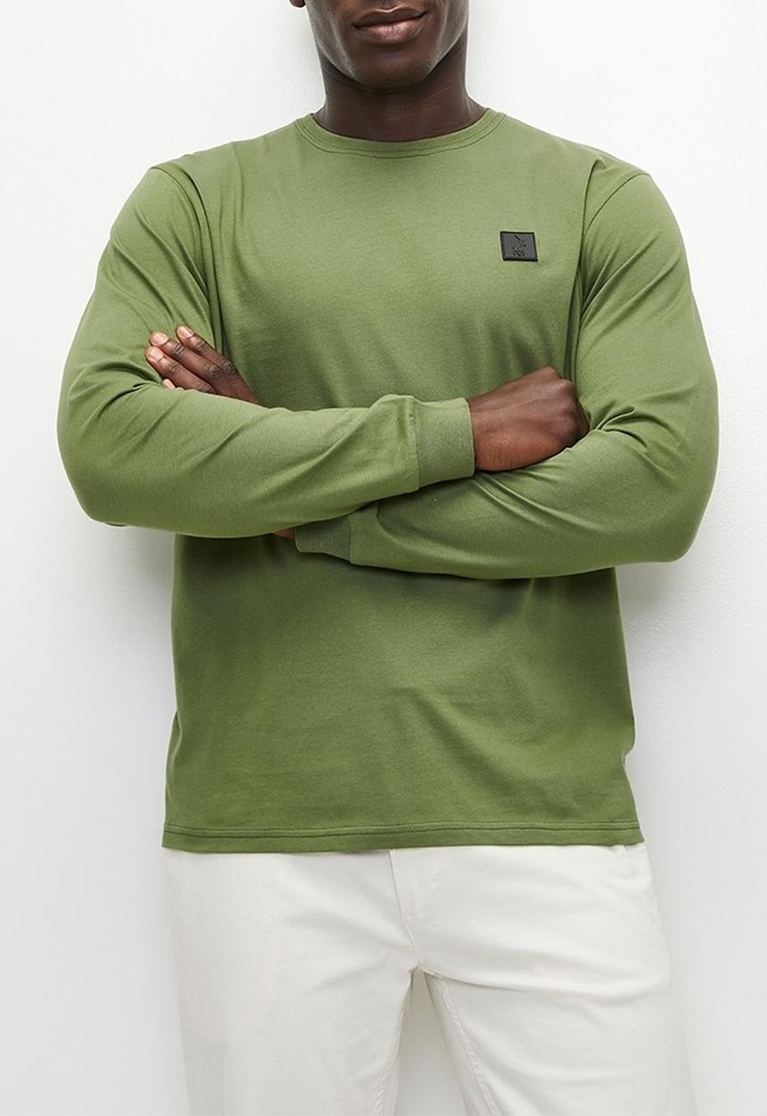 POLO - Mens Essential Crew Neck Long sleeve Tee - Fatigue