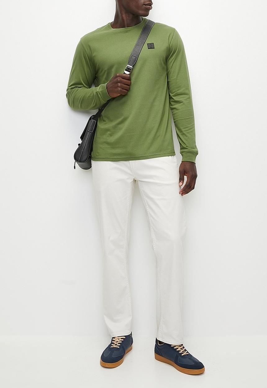 POLO - Mens Essential Crew Neck Long sleeve Tee - Fatigue