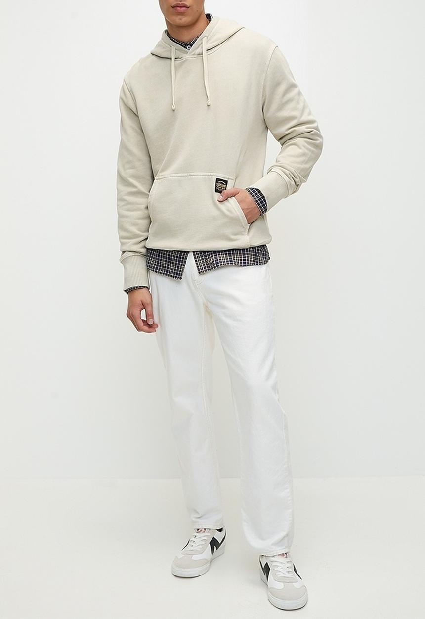 Superdry. - Contrast Stitch Relaxed Hoodie - Washed Pelican Beige