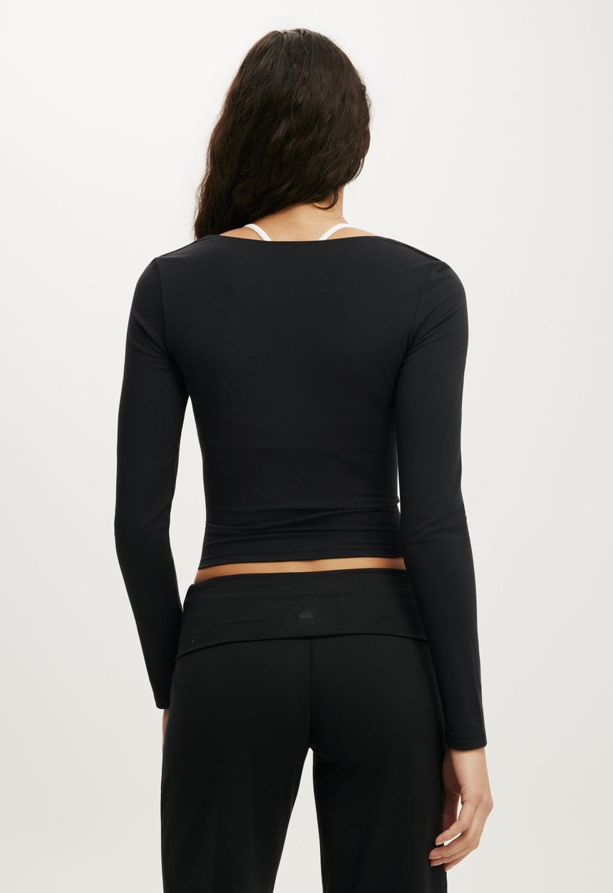 Cotton On - Ultra Soft Square Neck Long Sleeve - Black