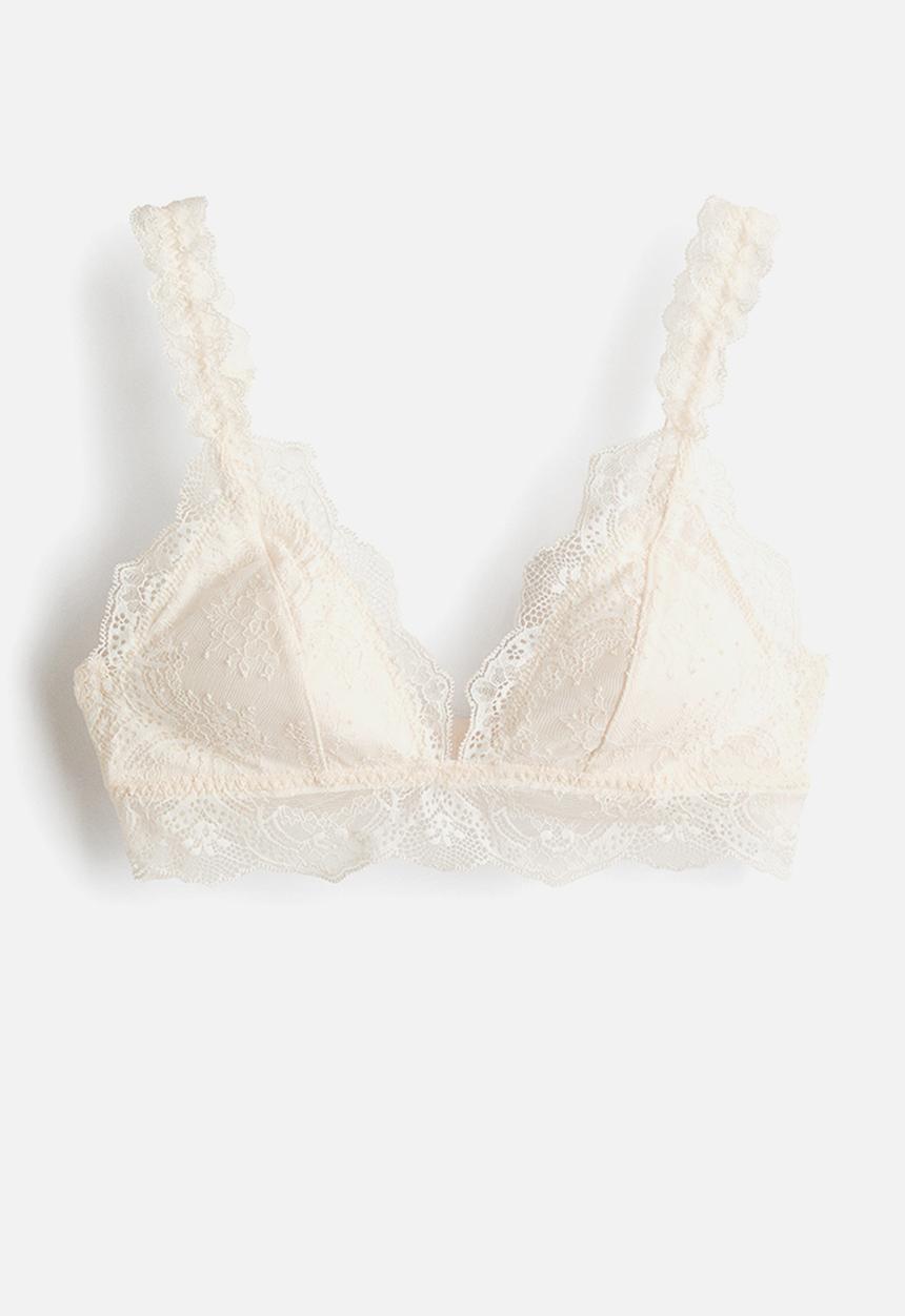 H&M - Padded soft lace bra - cream