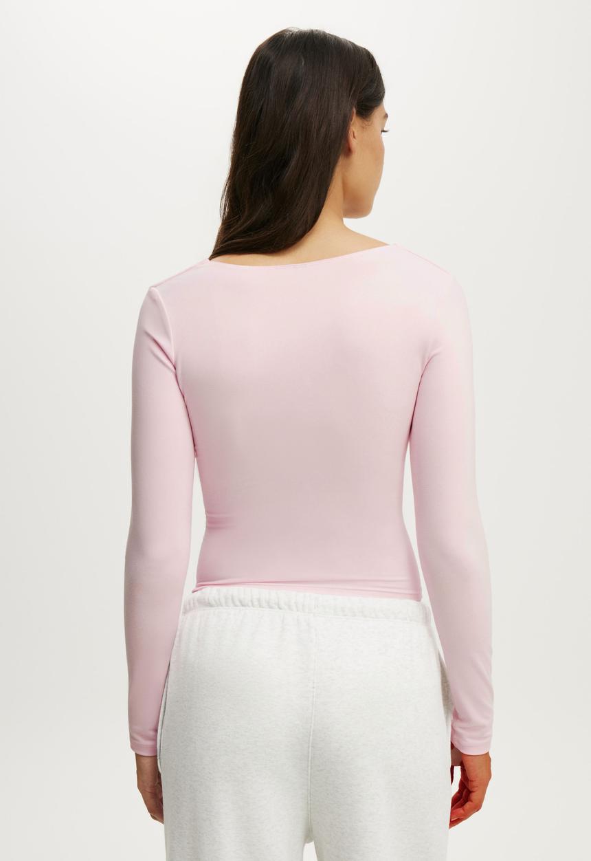 Cotton On - Ultra Soft Square Neck Long Sleeve - Cherry Dream