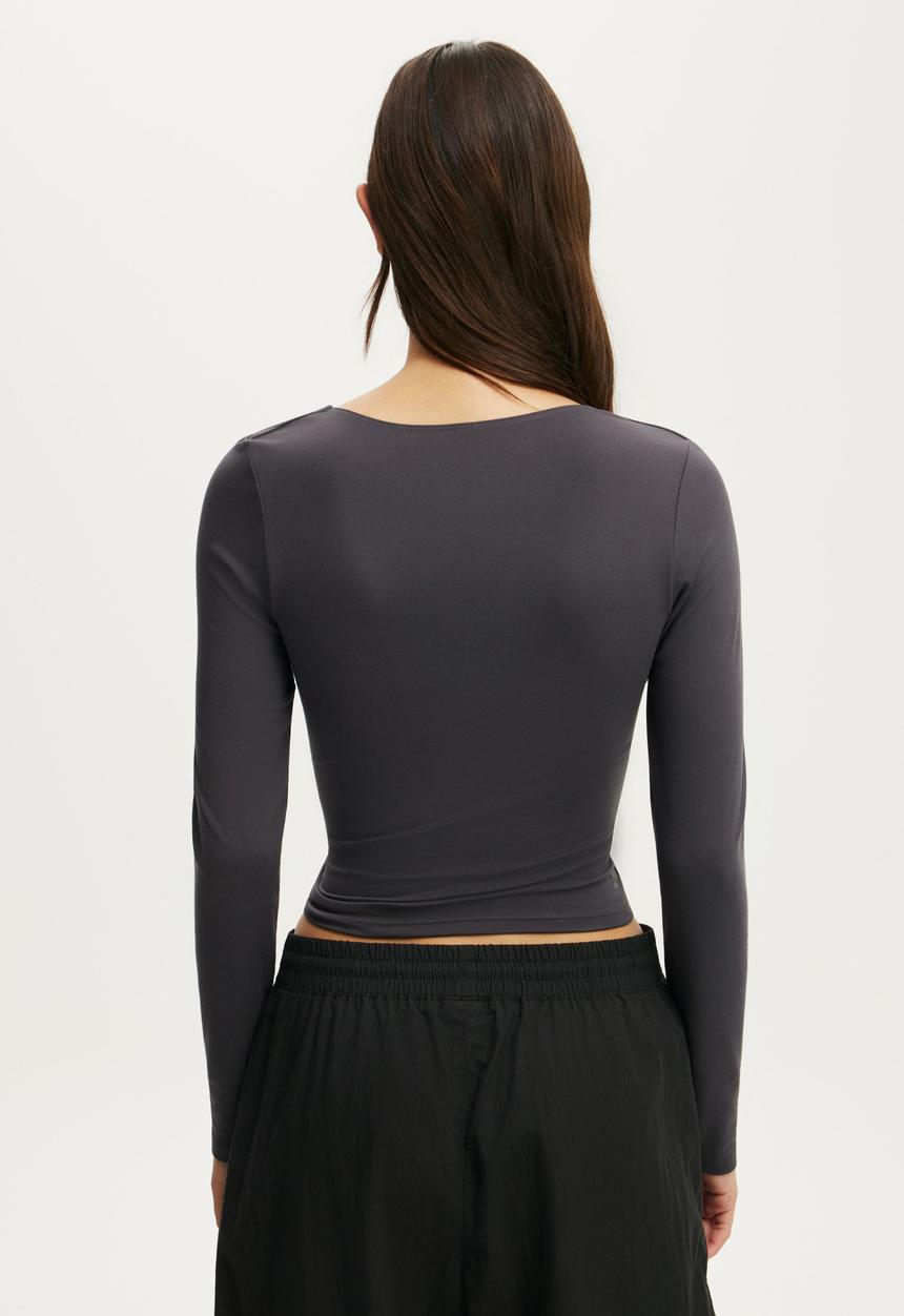 Cotton On - Ultra Soft Square Neck Long Sleeve - Graphite