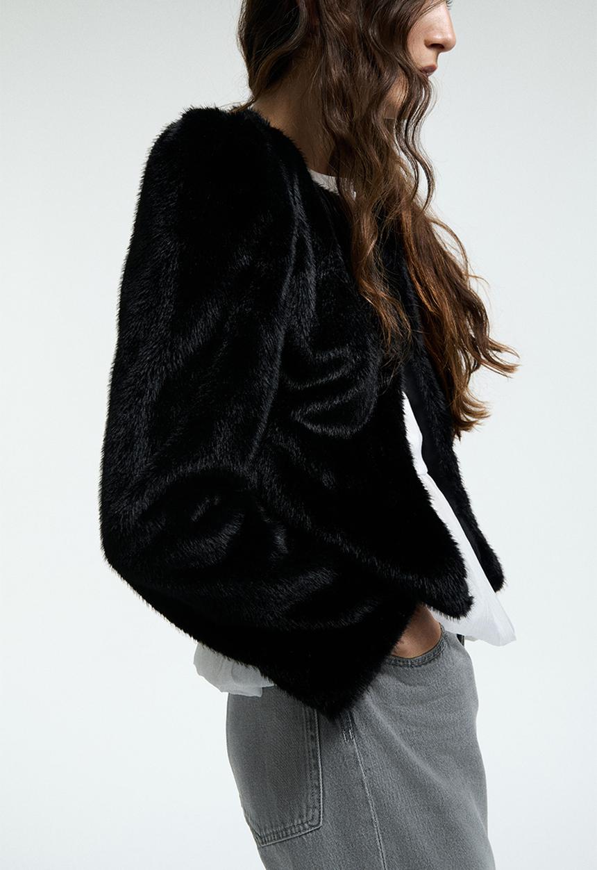 H&M - Fluffy jacket - black