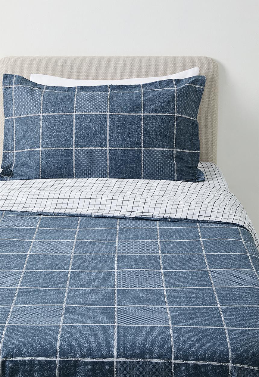 Pop Candy - 200TC windowpane check duvet cover set - glaucous blue
