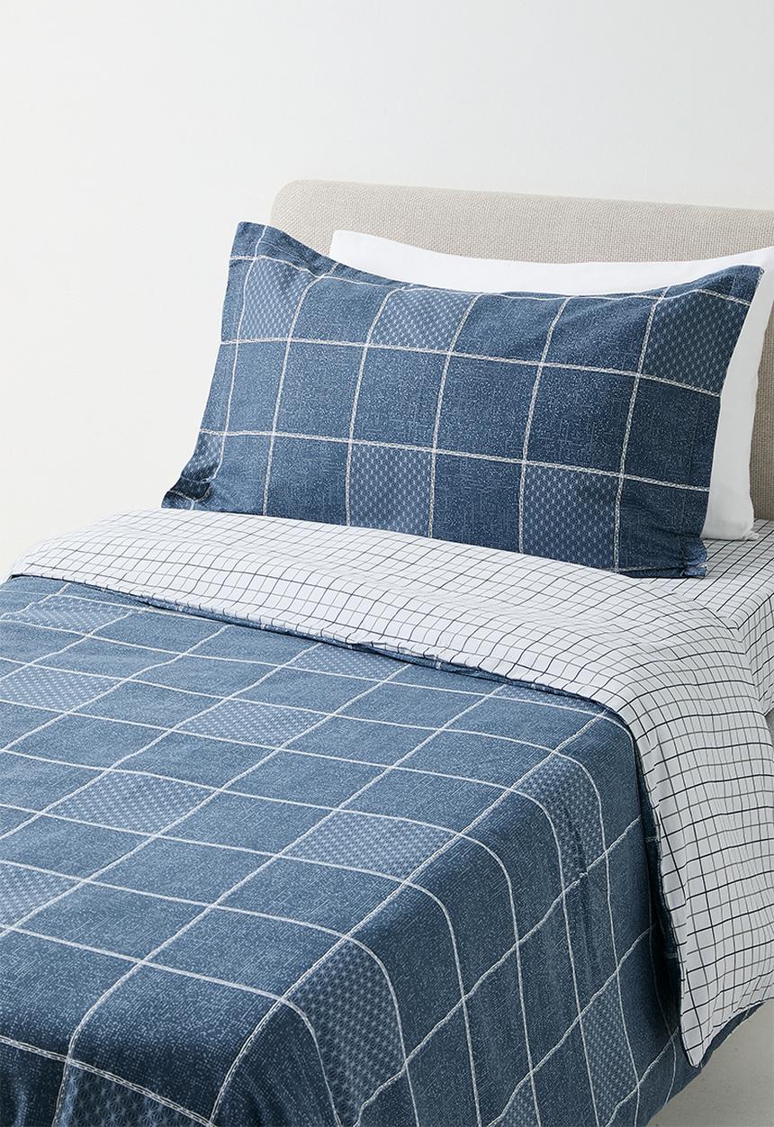 Pop Candy - 200TC windowpane check duvet cover set - glaucous blue