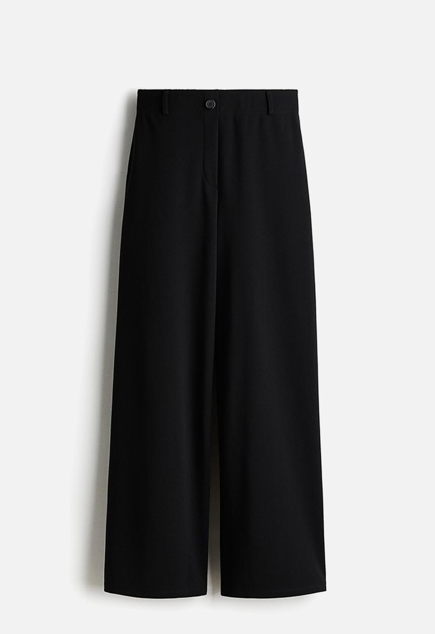 H&M - Wide jersey trousers - black