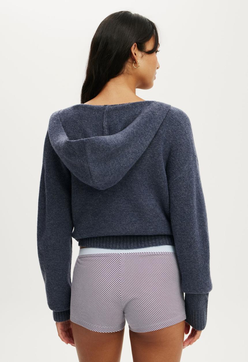 Cotton On - Zip through knitted lounge hoodie - steely blue