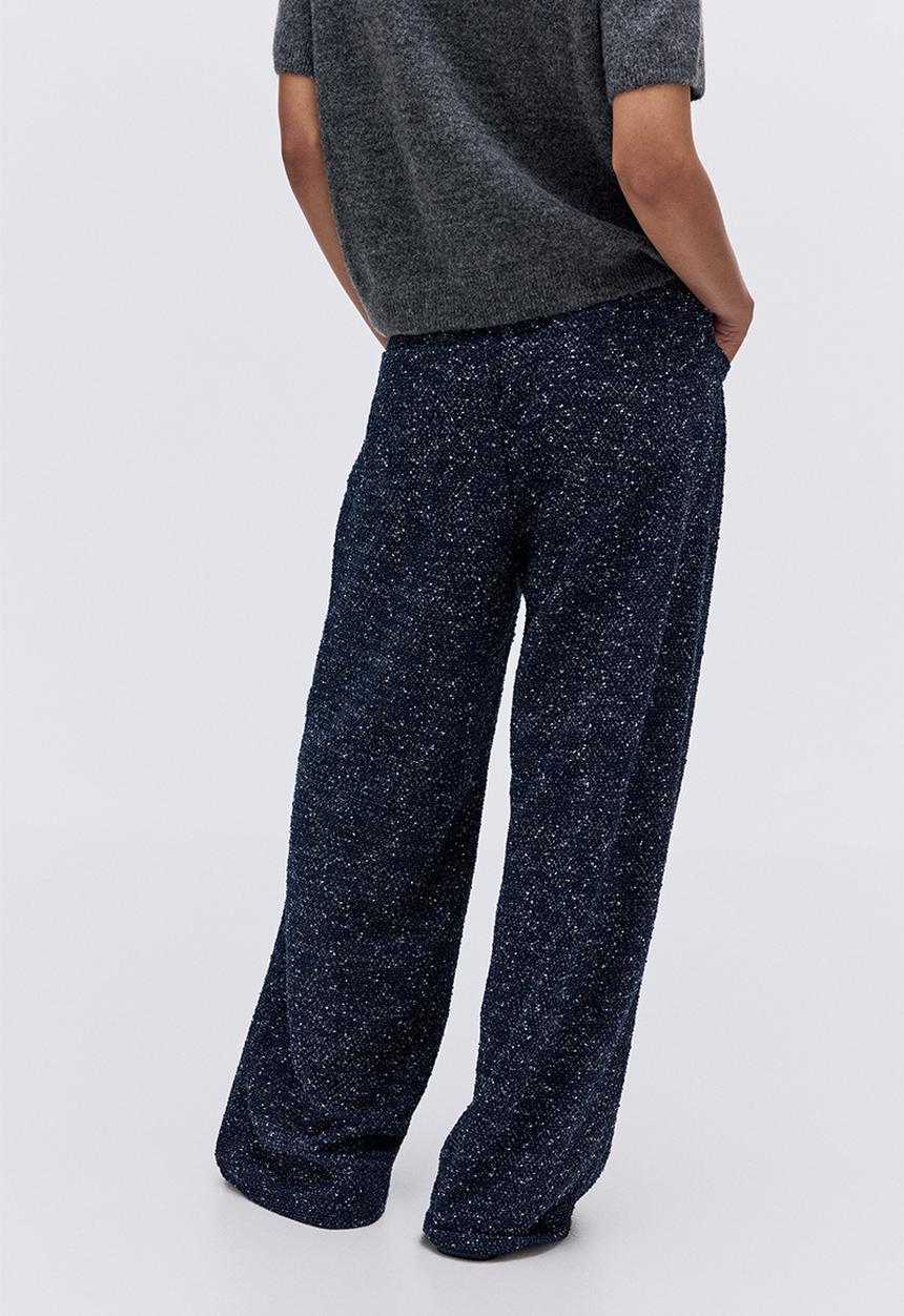 H&M - Boucl? trousers - navy blue marl