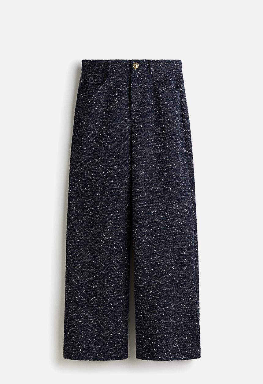 H&M - Boucl? trousers - navy blue marl