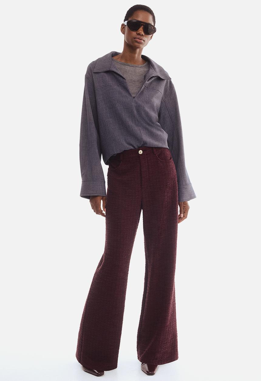 H&M - Boucl trousers - burgundy