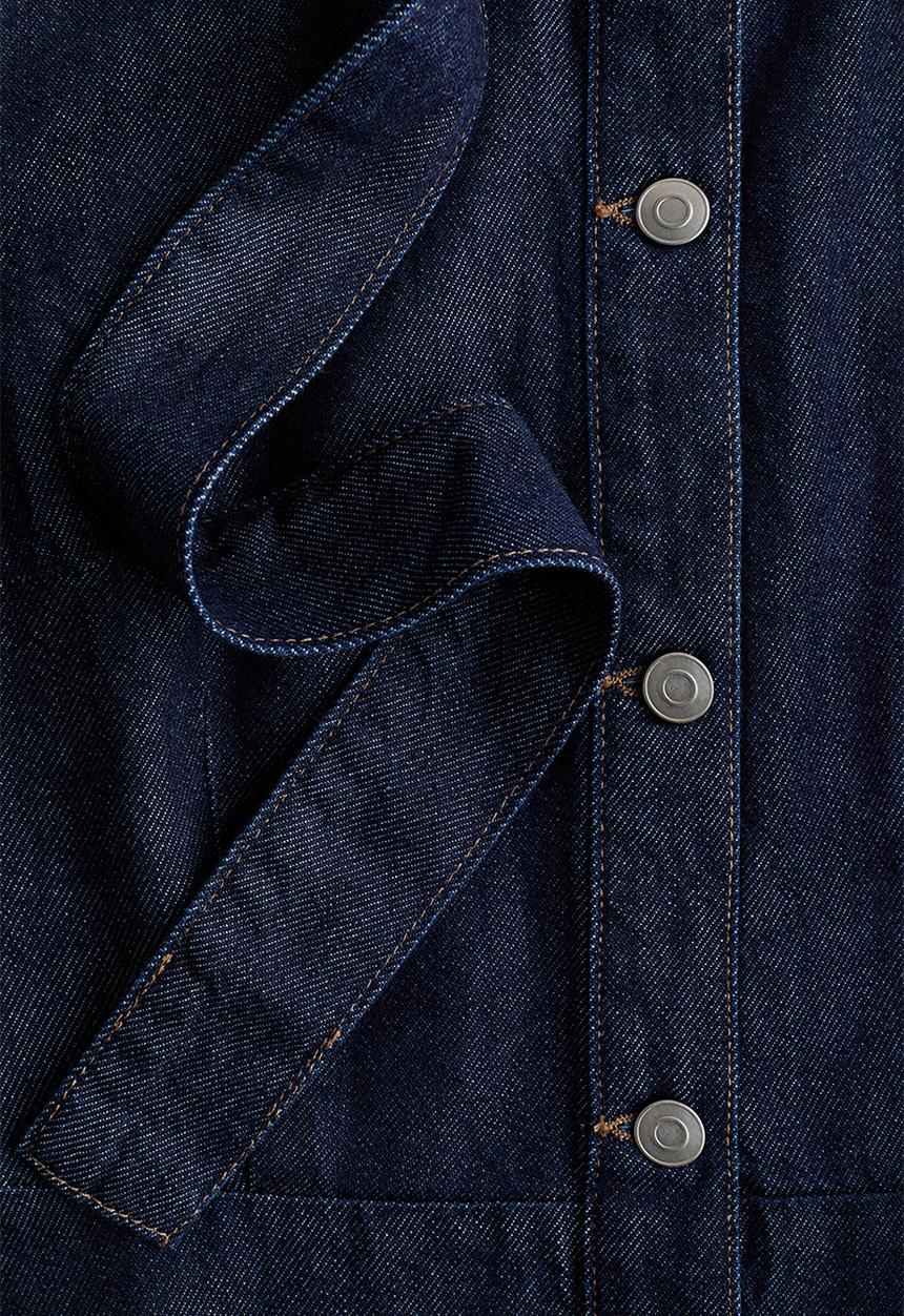 H&M - Tie-detail denim dress - dark denim blue