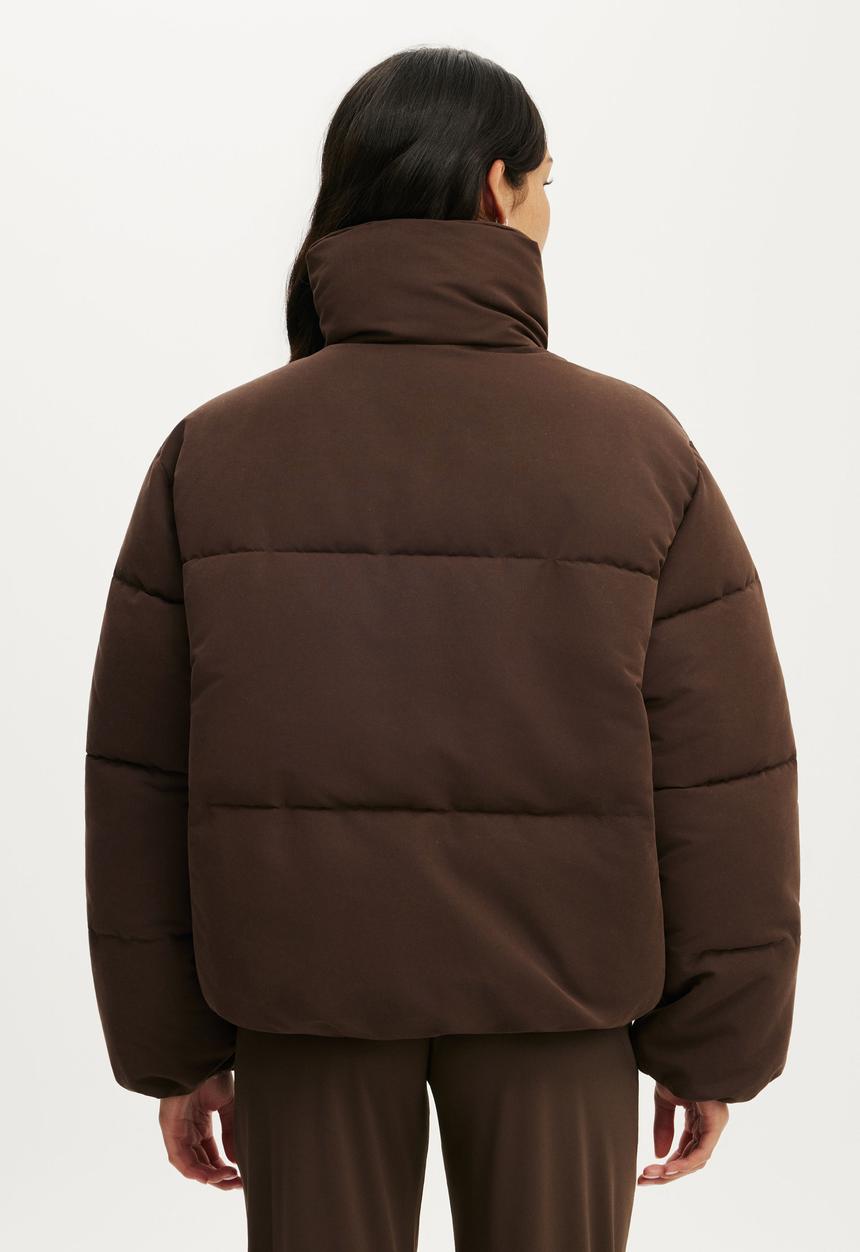 Cotton On - The Mother Puffer Soft Touch Jacket - French Roast
