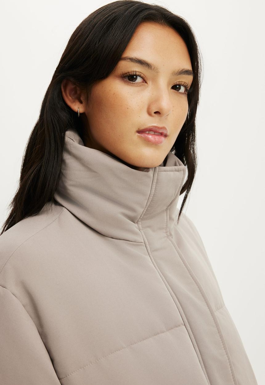 Cotton On - The Mother Puffer Soft Touch Jacket - Desert Grey