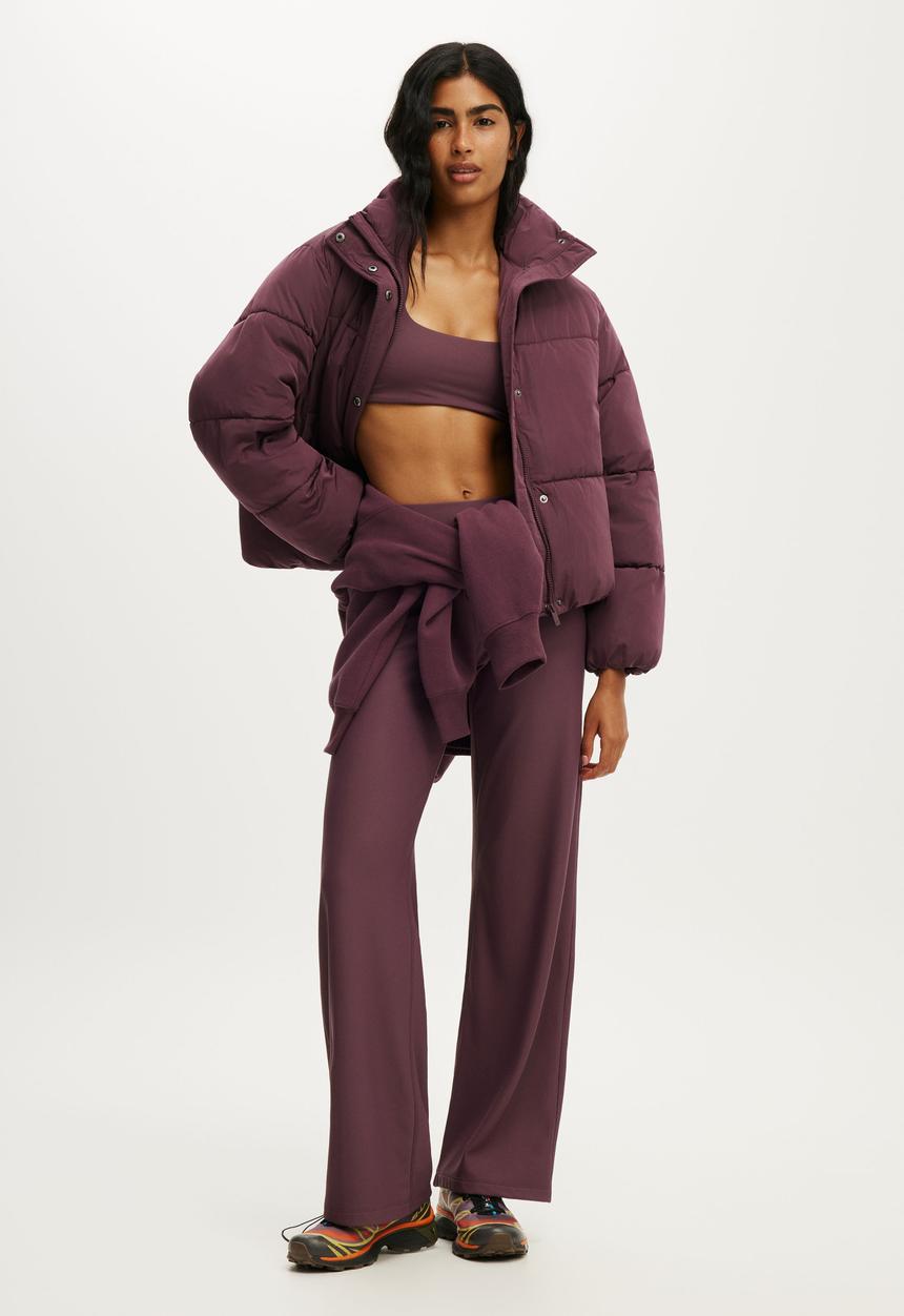 Cotton On - The Mother Puffer Funnel Neck Jacket - Choc Plum