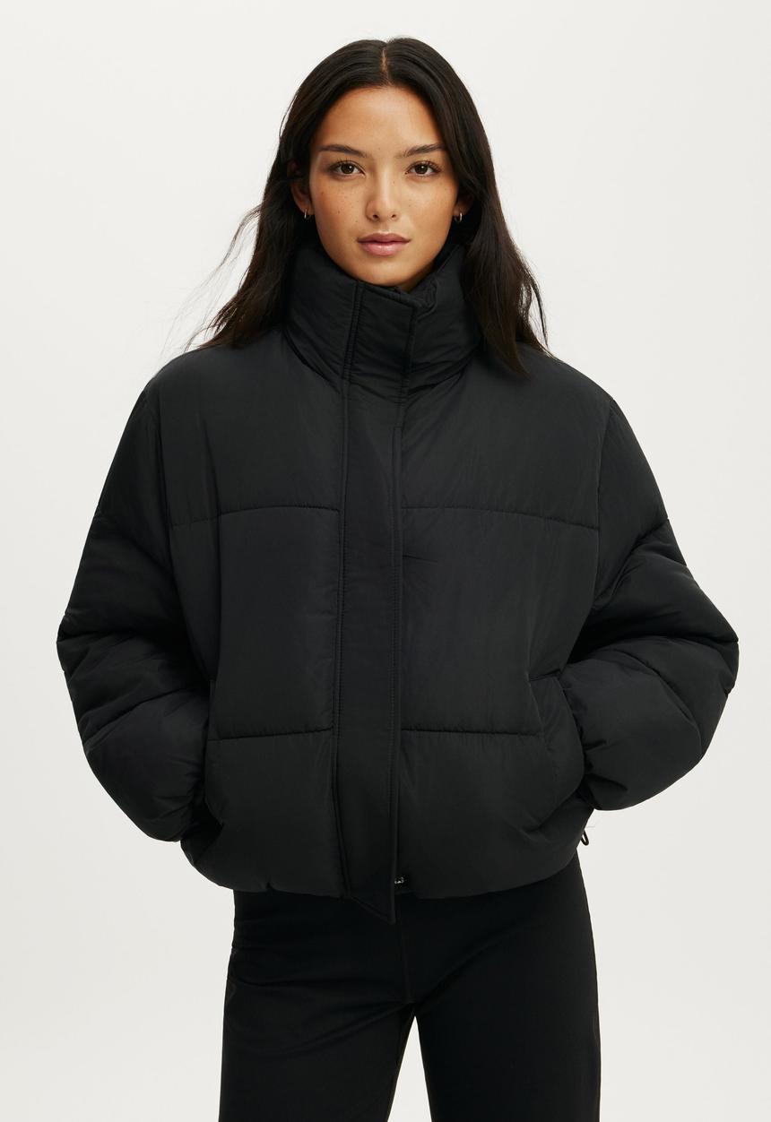 Cotton On - The Mother Puffer Funnel Neck Jacket - Black