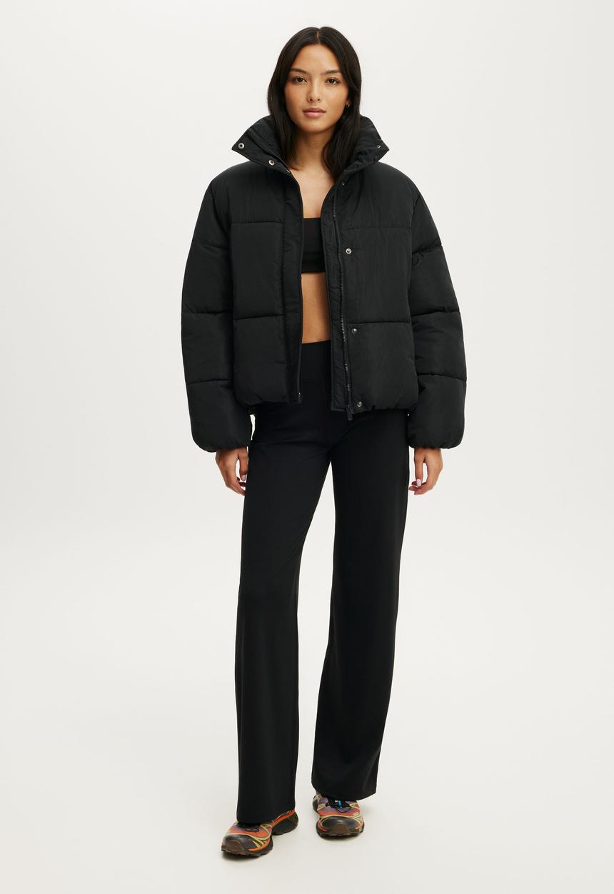 Cotton On - The Mother Puffer Funnel Neck Jacket - Black
