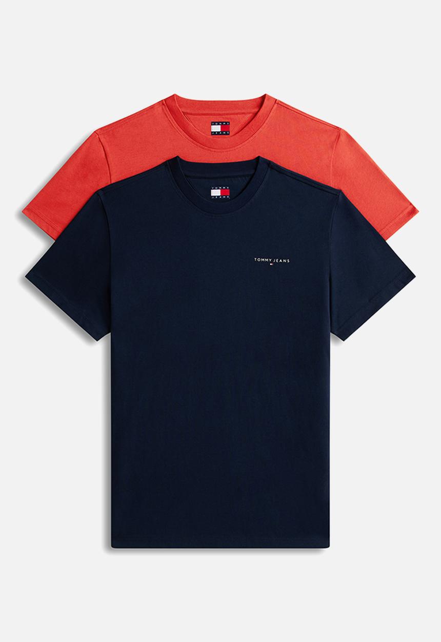 Tommy Hilfiger - Tjm Slim Linear Ss Tee 2Pck Ext - Dark Night Navy / Terracota Red