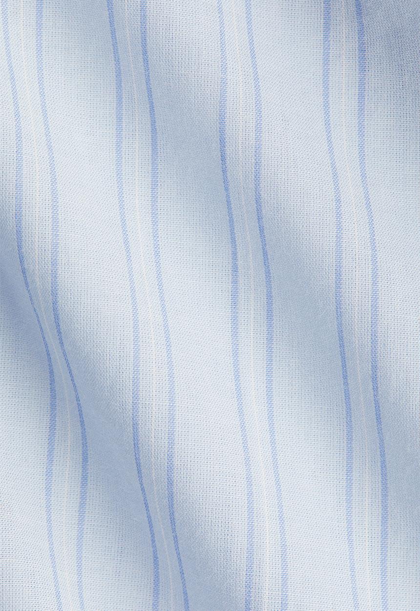 H&M - Tie-front cotton blouse - light blue/striped
