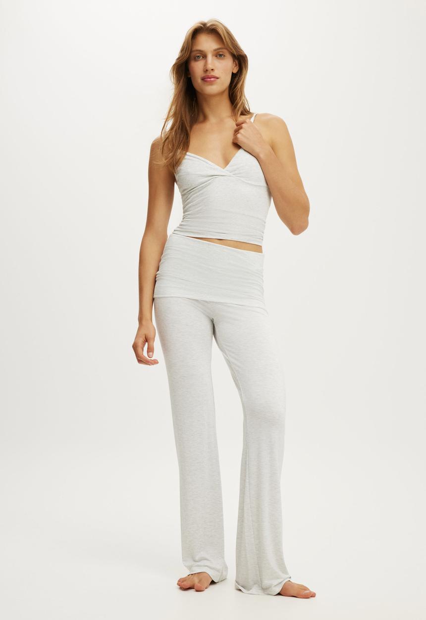 Airy Soft Smooth Roll Waist Pant - Smooth Light Grey Marle