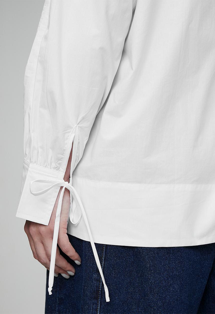 Me&B - Plus Cotton Tie Detail Blouse - White