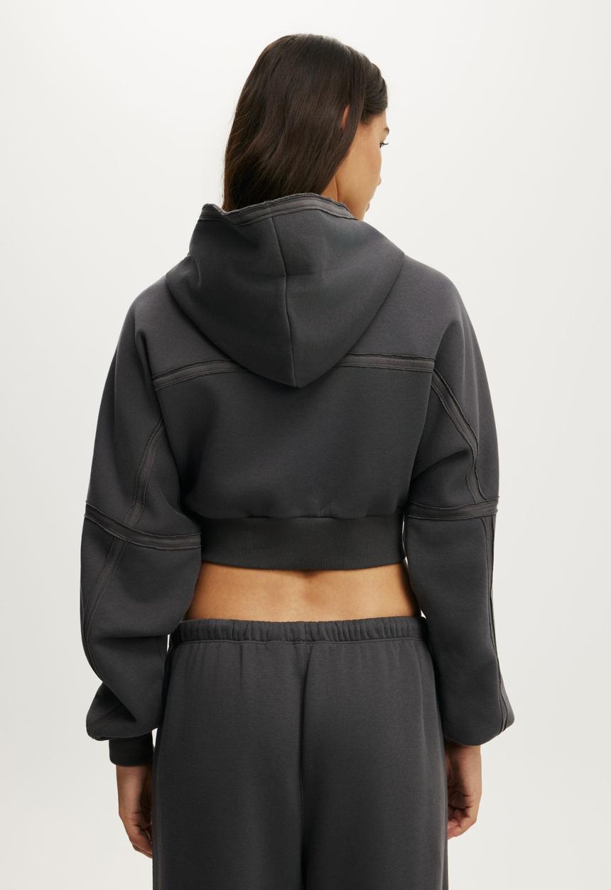 Cotton On - Active Raw Edge Zip Through Hoodie - Graphite