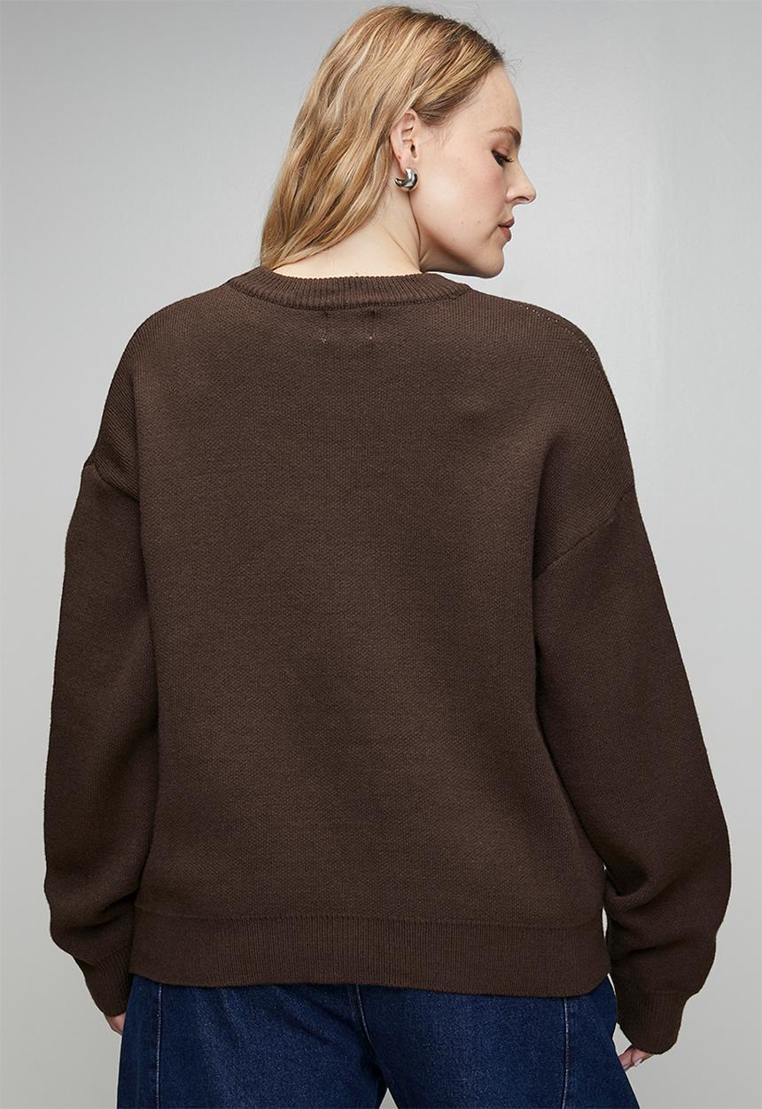 Me&B - Plus Essential Jumper in Textured Amore - Brown