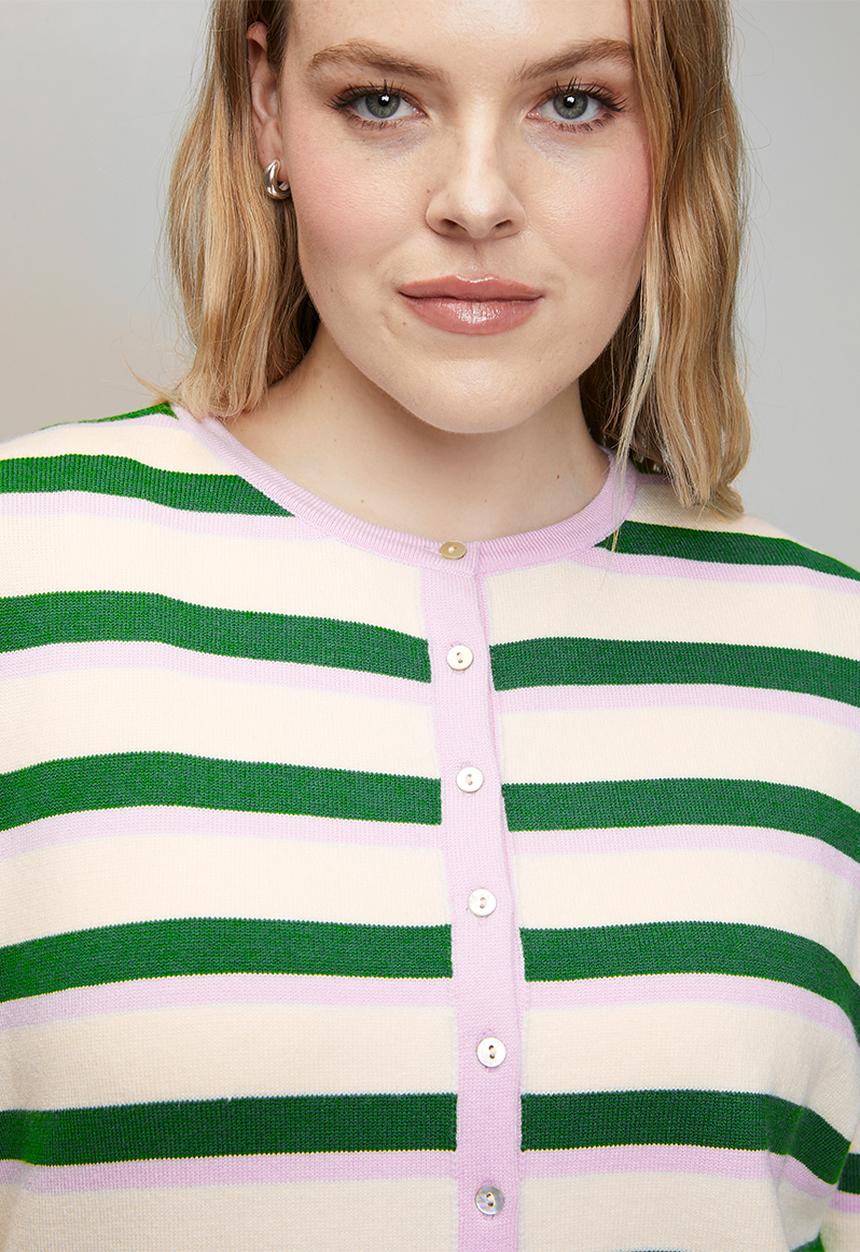 Me&B - Plus Lightweight Cardigan in Heritage Stripe - Multi