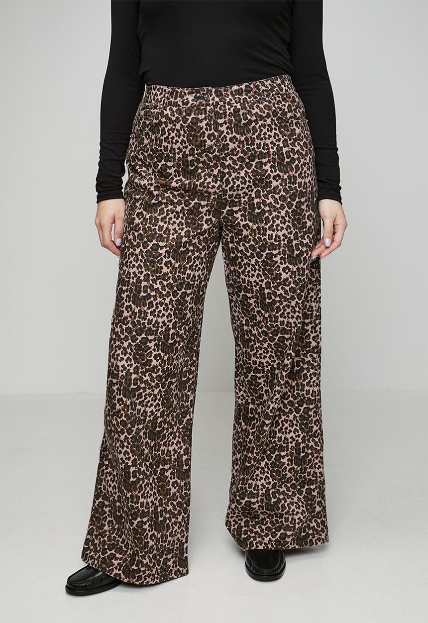 Me&B - Plus Roxy Wide Leg Jeans - Pink Animal