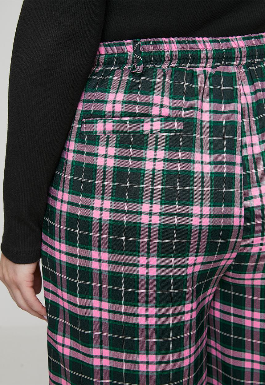 Me&B - Plus Check Straight Leg Trousers - Pink/Green