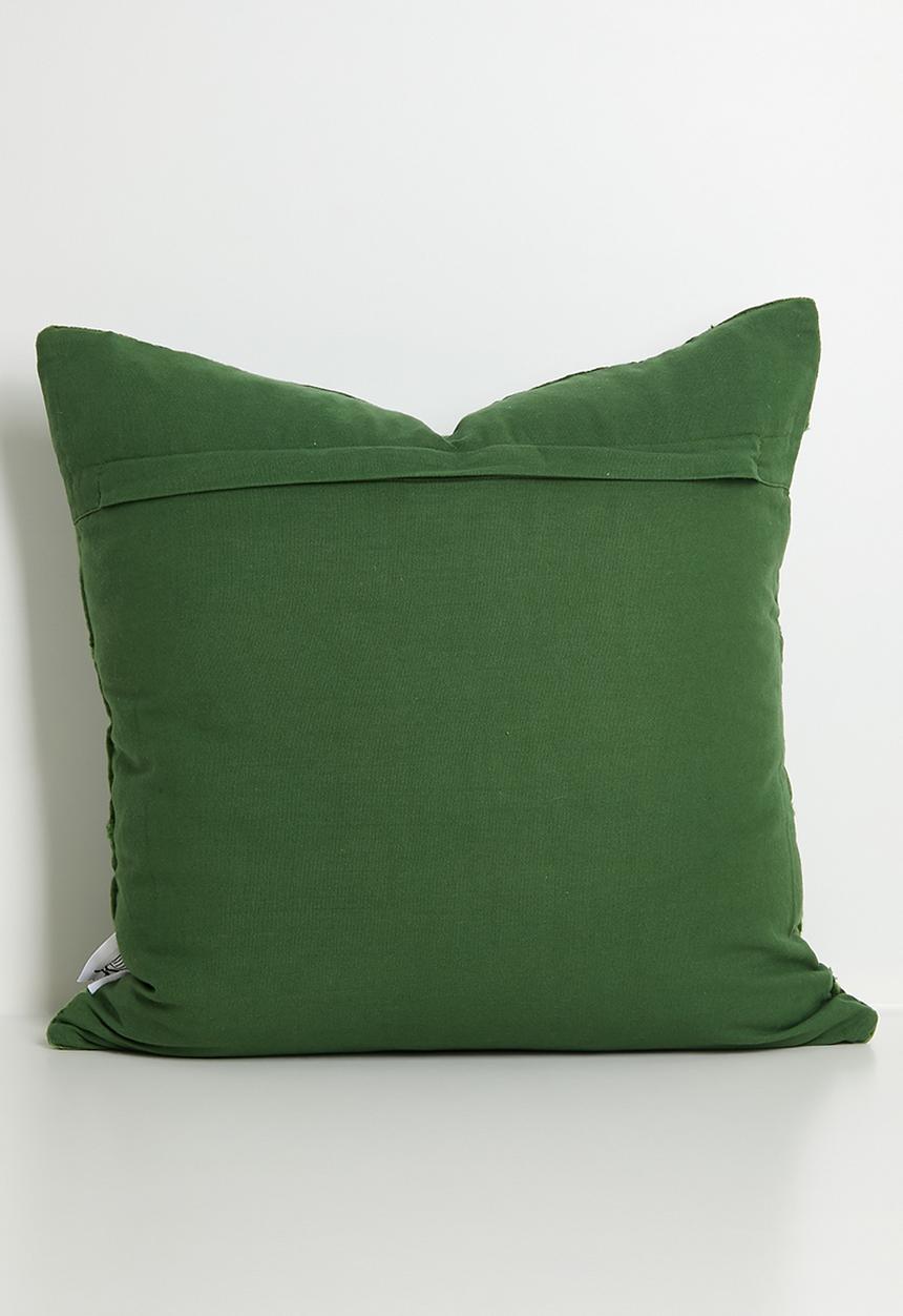 Sixth Floor - Embroidered Velvet Cushion Cover - Green