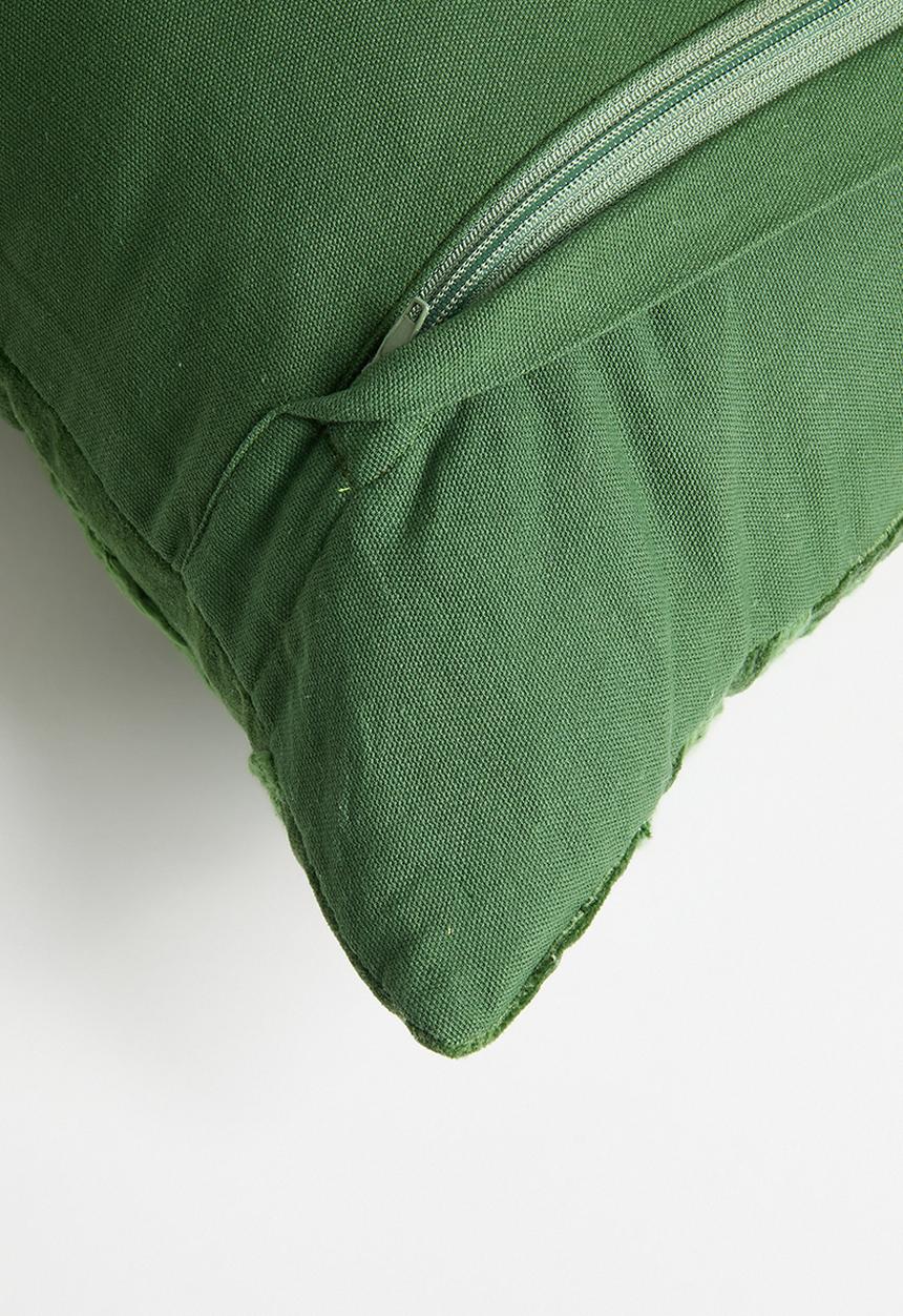 Sixth Floor - Embroidered Velvet Cushion Cover - Green