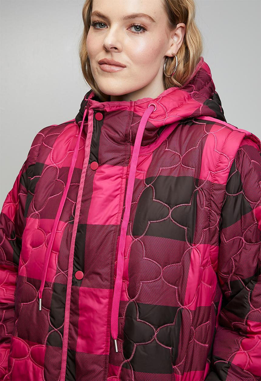 Me&B - Plus The Multiway Check Maxi Puffer - Pink