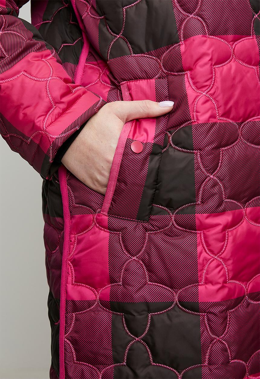 Me&B - Plus The Multiway Check Maxi Puffer - Pink