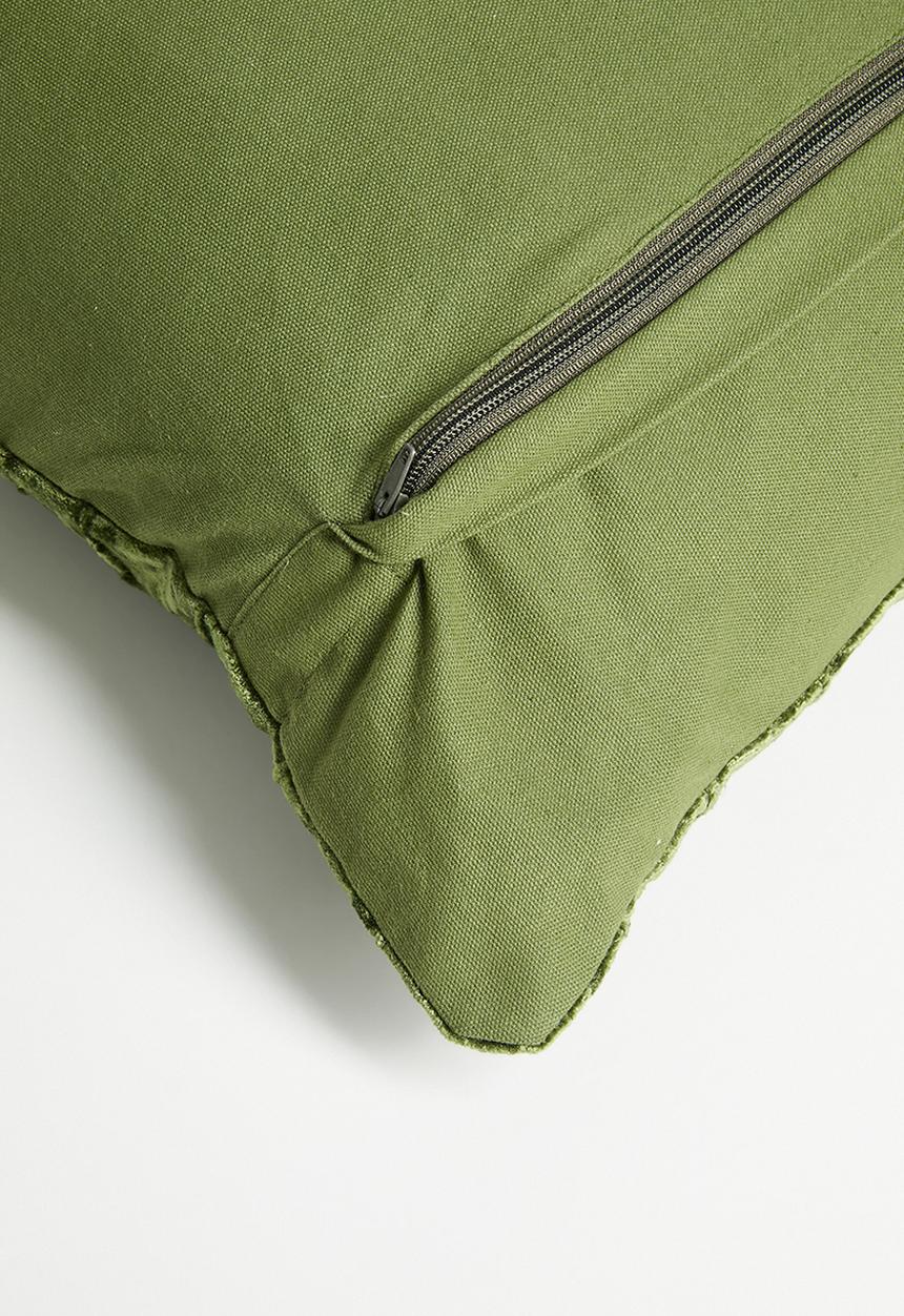Sixth Floor - Block Stitch Velvet Cushion Cover - Olive