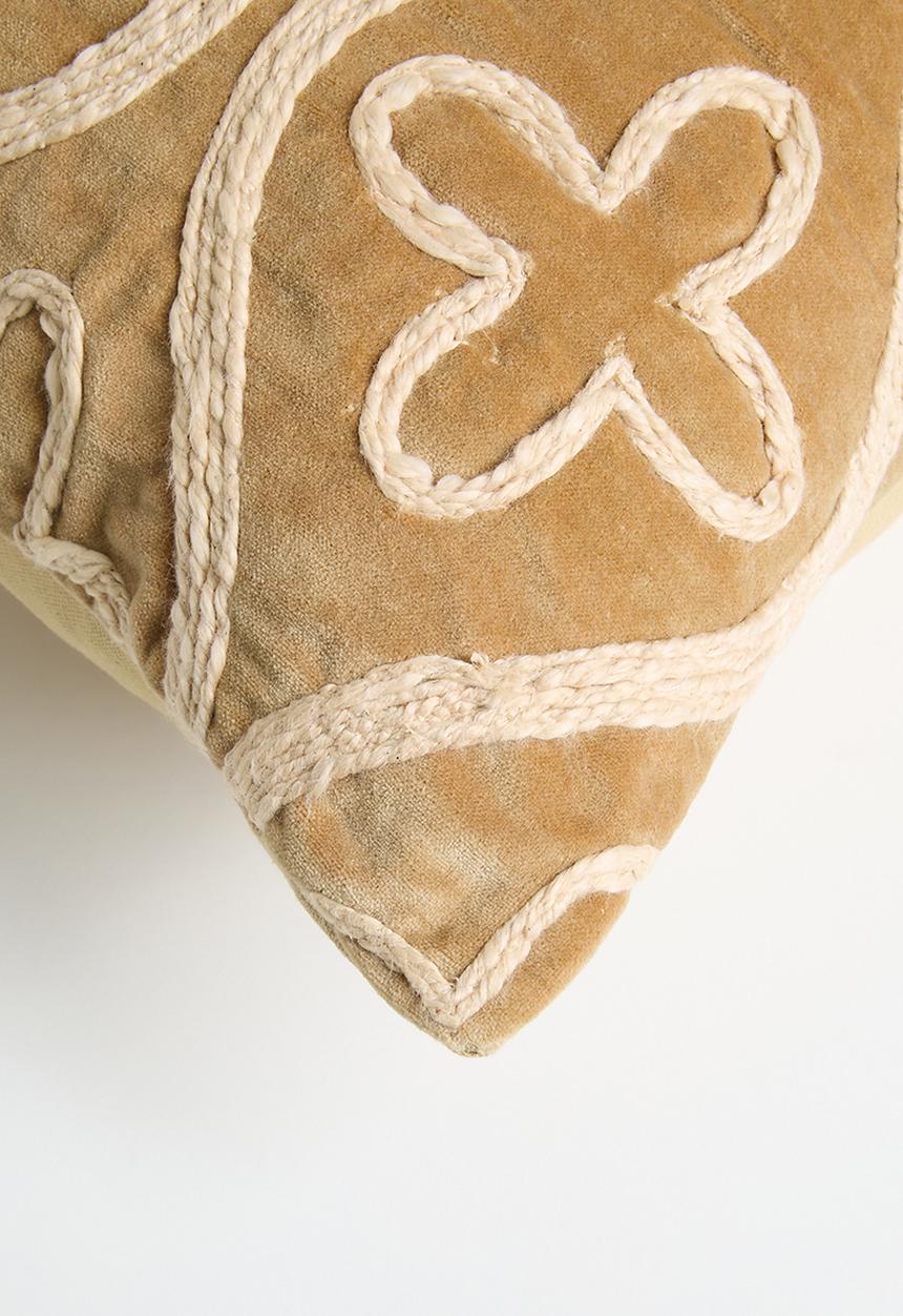 Sixth Floor - Embroidered Velvet Cushion Cover - Rust