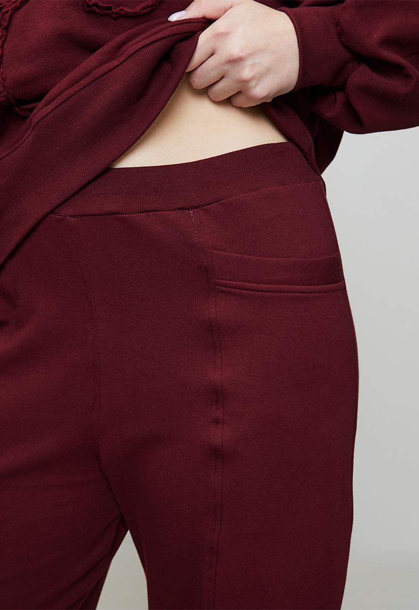 Me&B - Plus Barrel Leg Sweat Pants - Burgundy