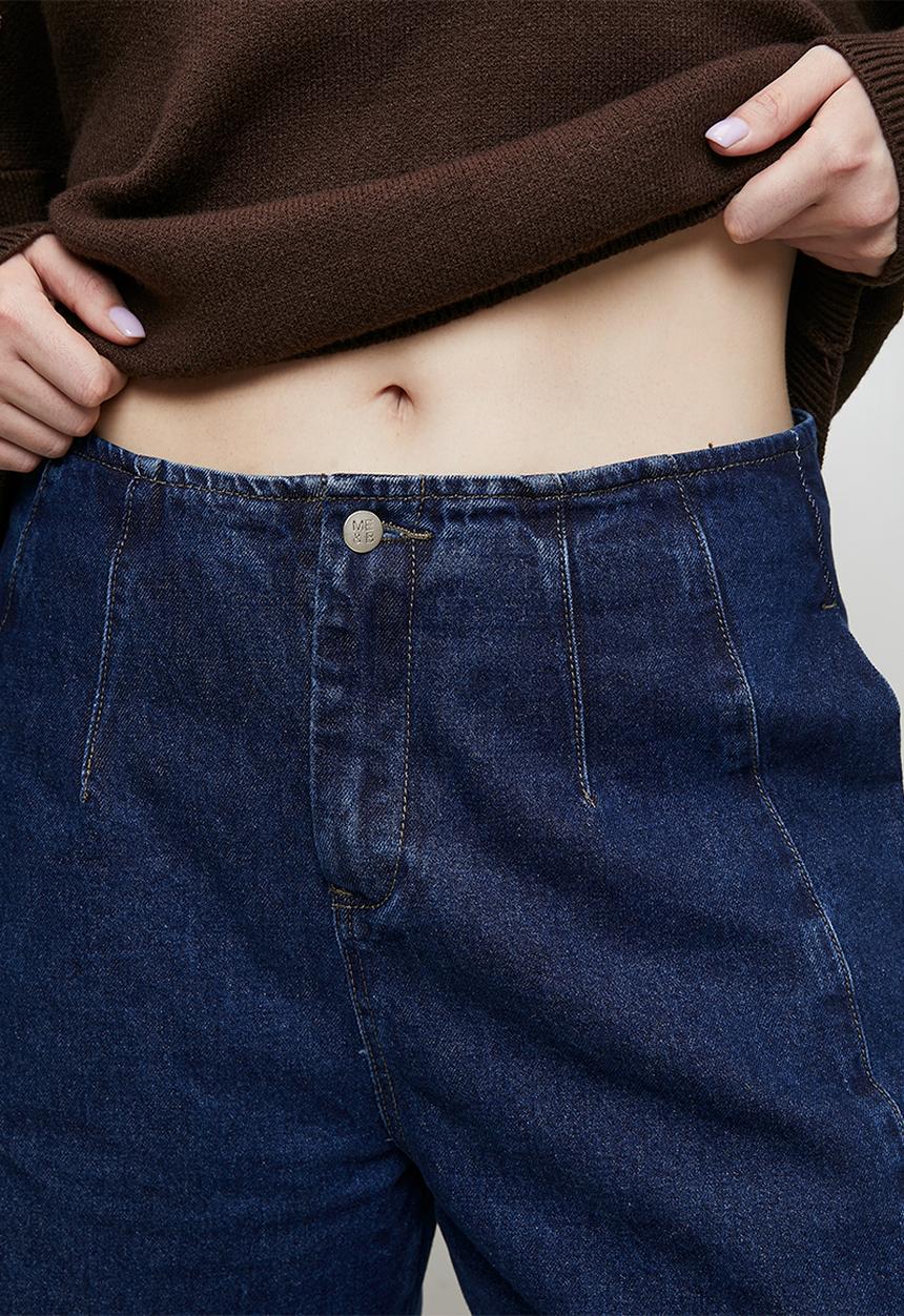 Me&B - Plus Contour Waist Barrel Leg Jeans - Medium Wash