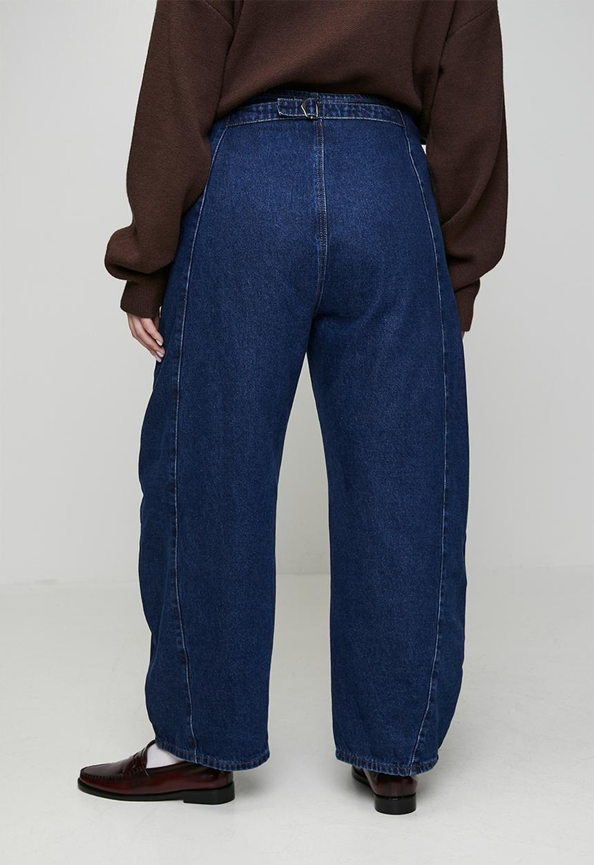 Me&B - Plus Contour Waist Barrel Leg Jeans - Medium Wash