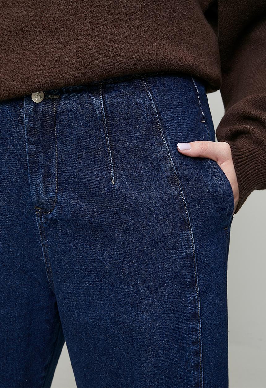 Me&B - Plus Contour Waist Barrel Leg Jeans - Medium Wash